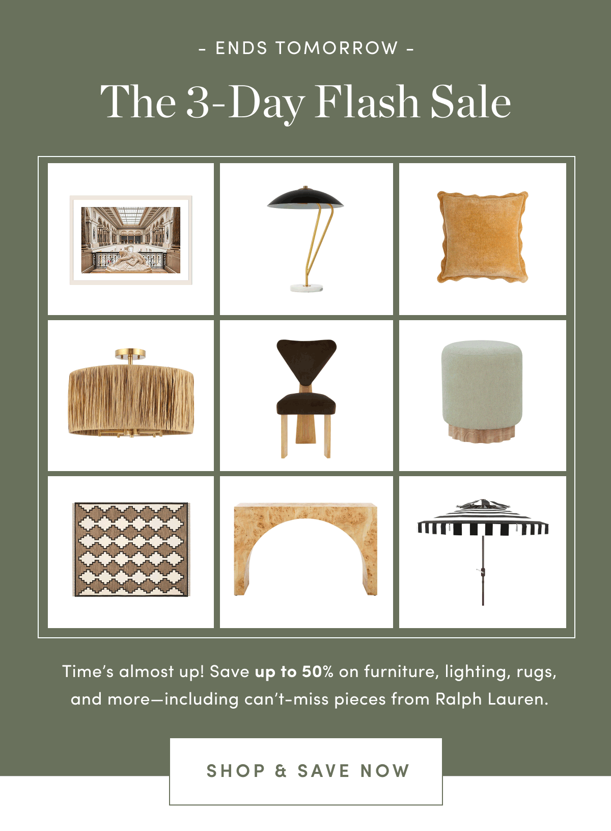 Up to 50 Percent Off Furniture Lighting and More