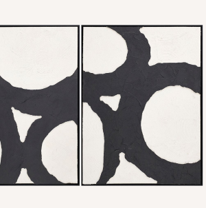 Circulos Framed Diptych Painting, 32" x 24"